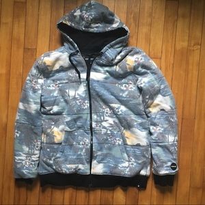 Hurley Zip Up Hoodie.. Hawaiian Print. Size Large